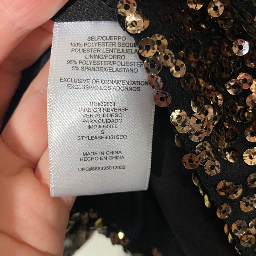 Sam Edelman Sequin Jacket Bronze Gold Black Party Sparkle Small S - Picture 4 of 5